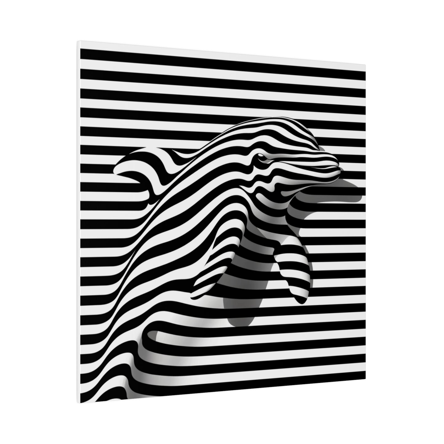 Design de dauphin illusion optique noir et blanc sur toile moderne