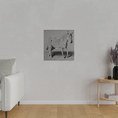 Toile moderne avec un design de Zèbre en illusion art optique noir et blanc