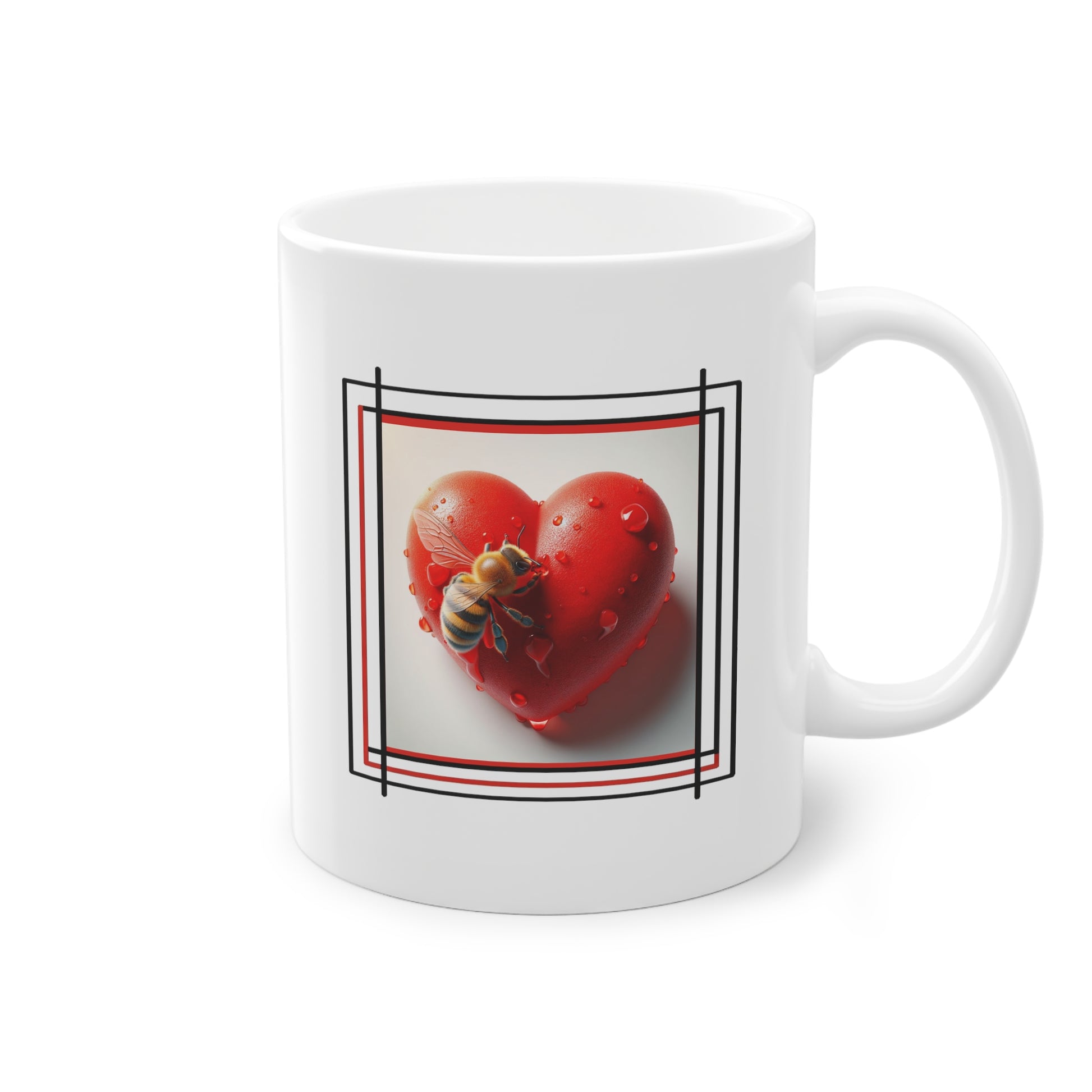 Abeille pollinisant cœur rouge - Mug Cadeau Saint-Valentin - Tasse à offrir design