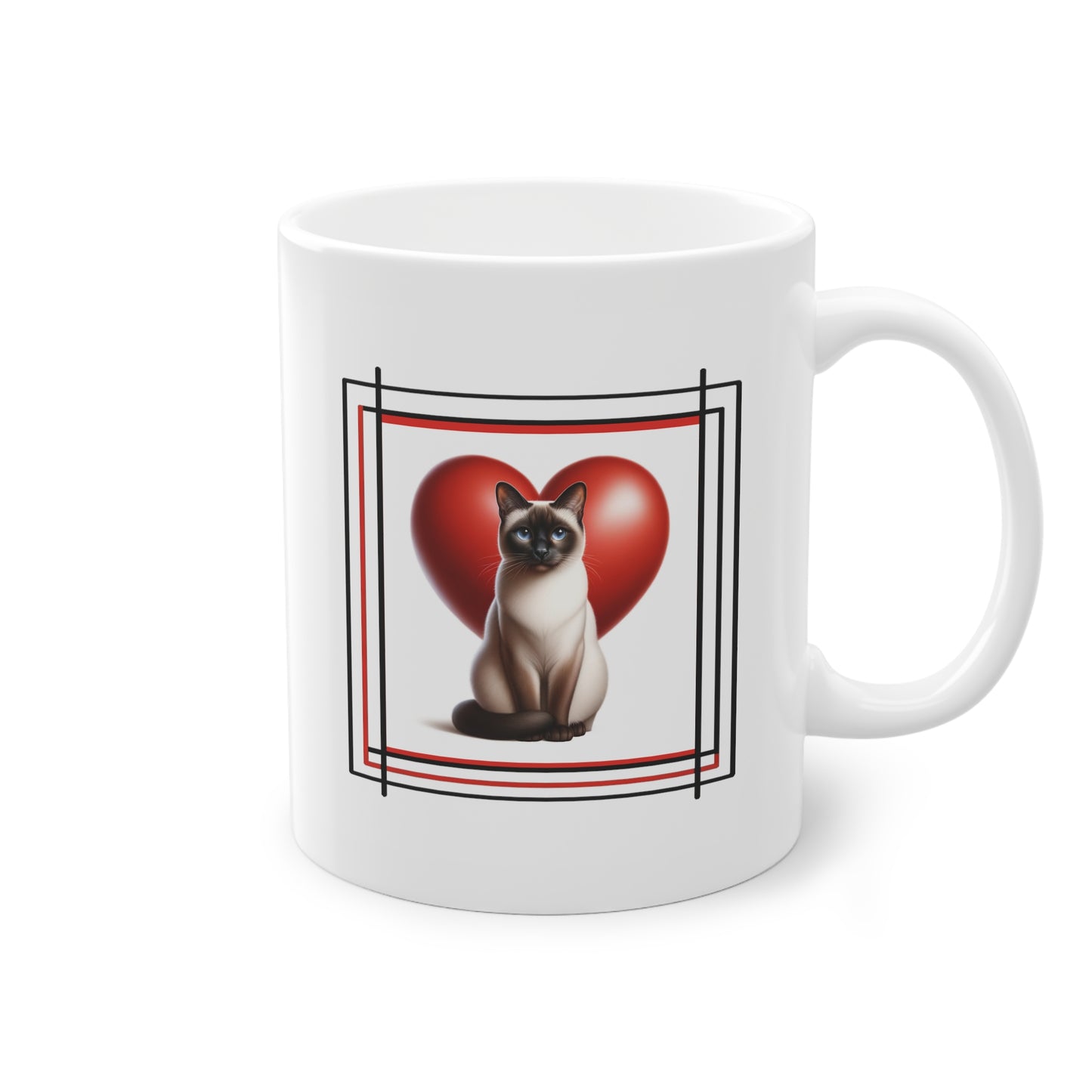 Mug Cadeau Original avec Siamois et cœur pour Saint-Valentin