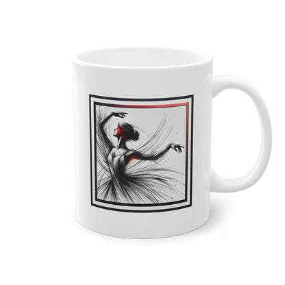 Mug en céramique blanc avec une danseuse ballerine en action idéal comme cadeau surprise