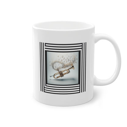 Idée Cadeau Mug blanc trompette avec notes de musique