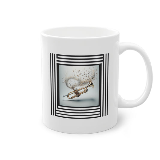 Idée Cadeau Mug blanc trompette avec notes de musique