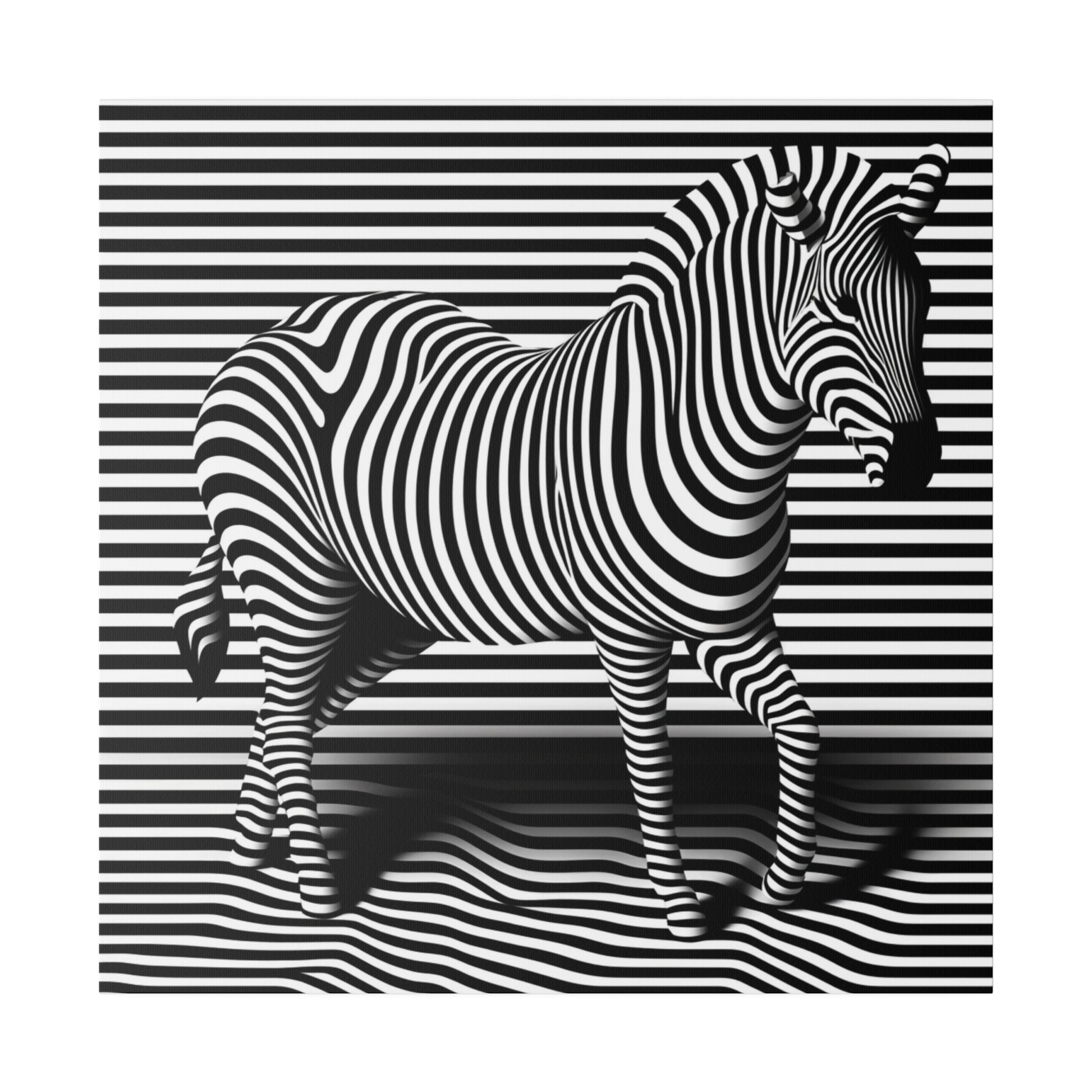 Toile moderne avec un design de Zèbre en illusion art optique noir et blanc