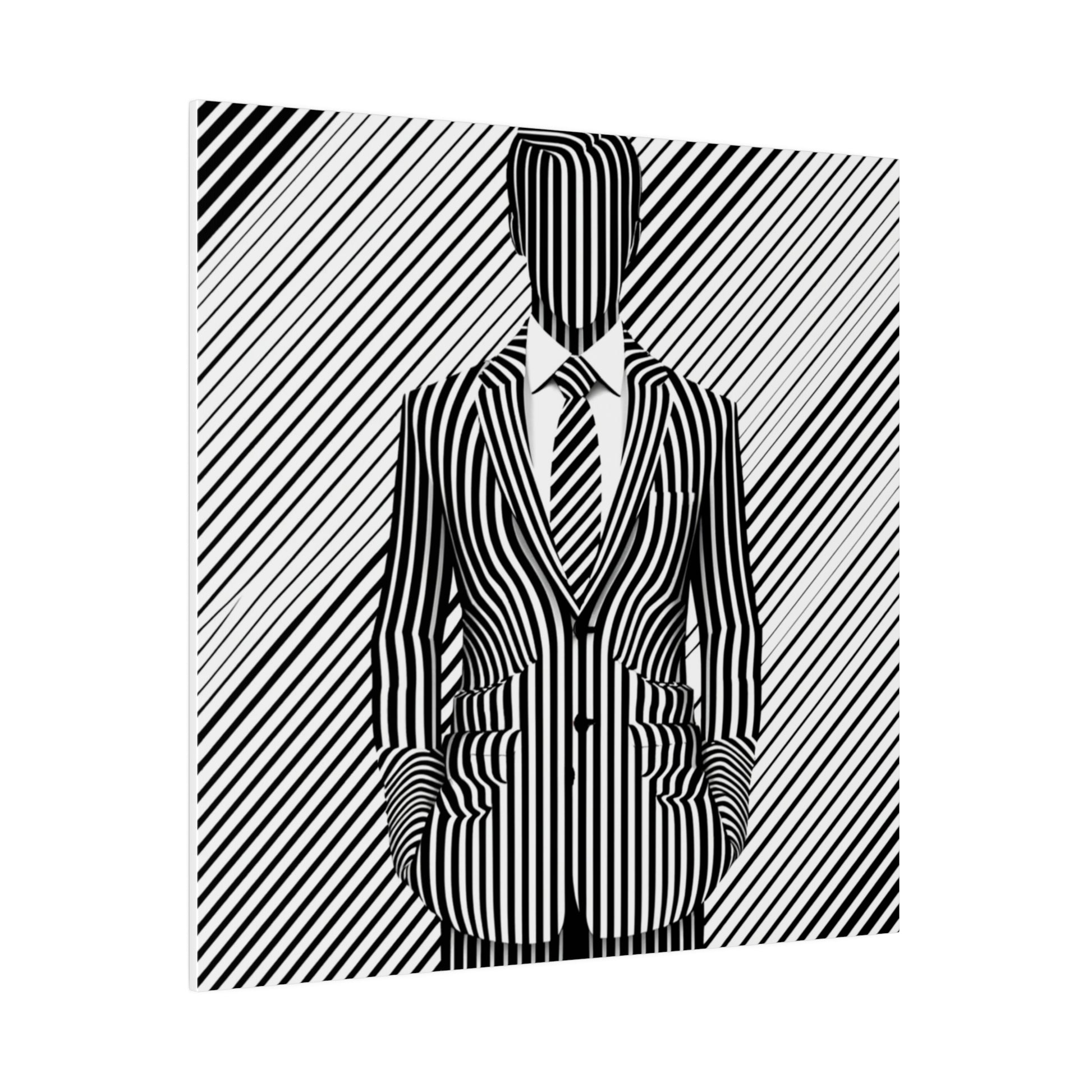 Toile Canvas d'unhomme en costume décoration moderne art optique en noir et blanc