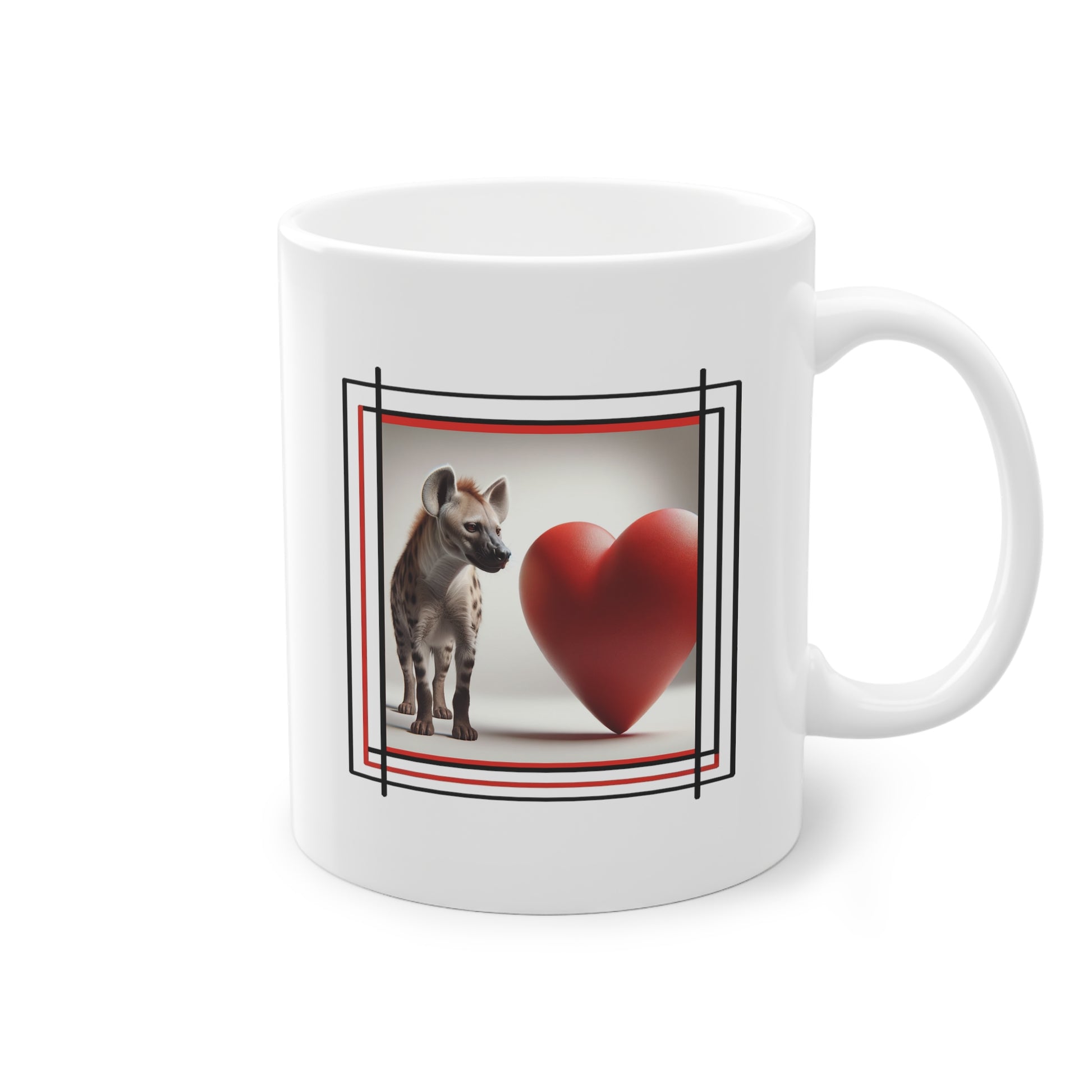 Mug avec hyène et gros cœur rouge