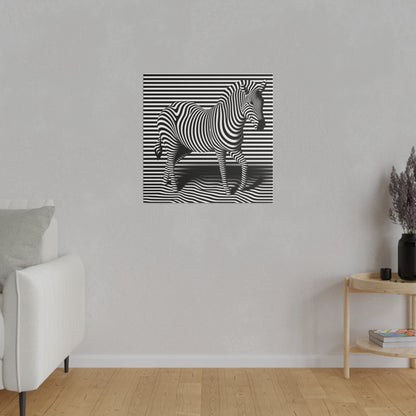 Toile moderne avec un design de Zèbre en illusion art optique noir et blanc