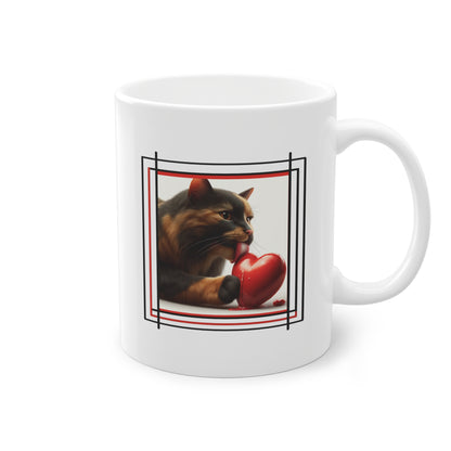 Mug design et moderne, avec d'un côté un chat écaille de tortue avec un coeur, idéal cadeau