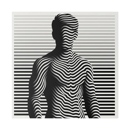 Tableau Toile d'une silhouette d'un homme en art optique type illusion en noir et blanc