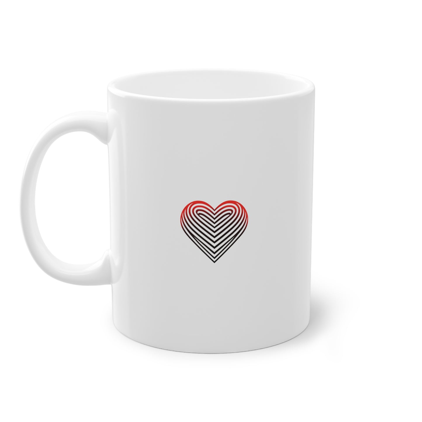 Mug design cœur rayures rouges et blanches