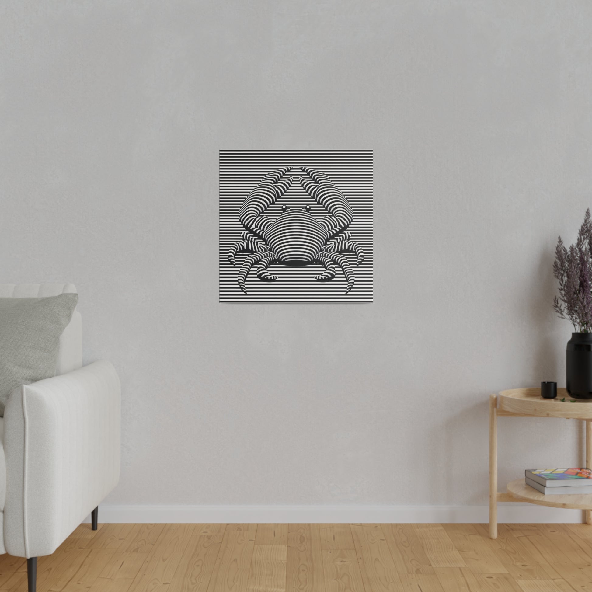 Design Animal Crabe Illusion Art Optique en noir et blanc tableau sur toile