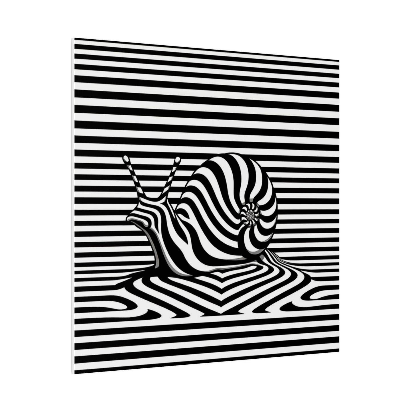 Tableau sur toile - Décoration Intérieure Originale - Animal Escargot en noir et blanc - Illusion Art Optique - YOMYLE