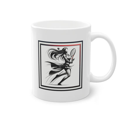 Mug original avec dessin design d'une joueuse de tennis 