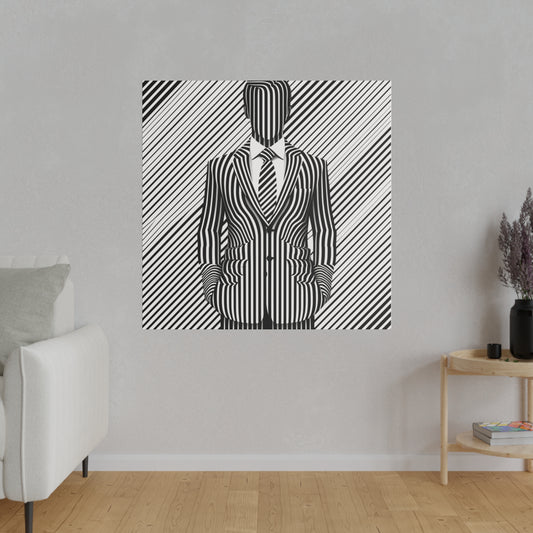 Toile Canvas d'unhomme en costume décoration moderne art optique en noir et blanc