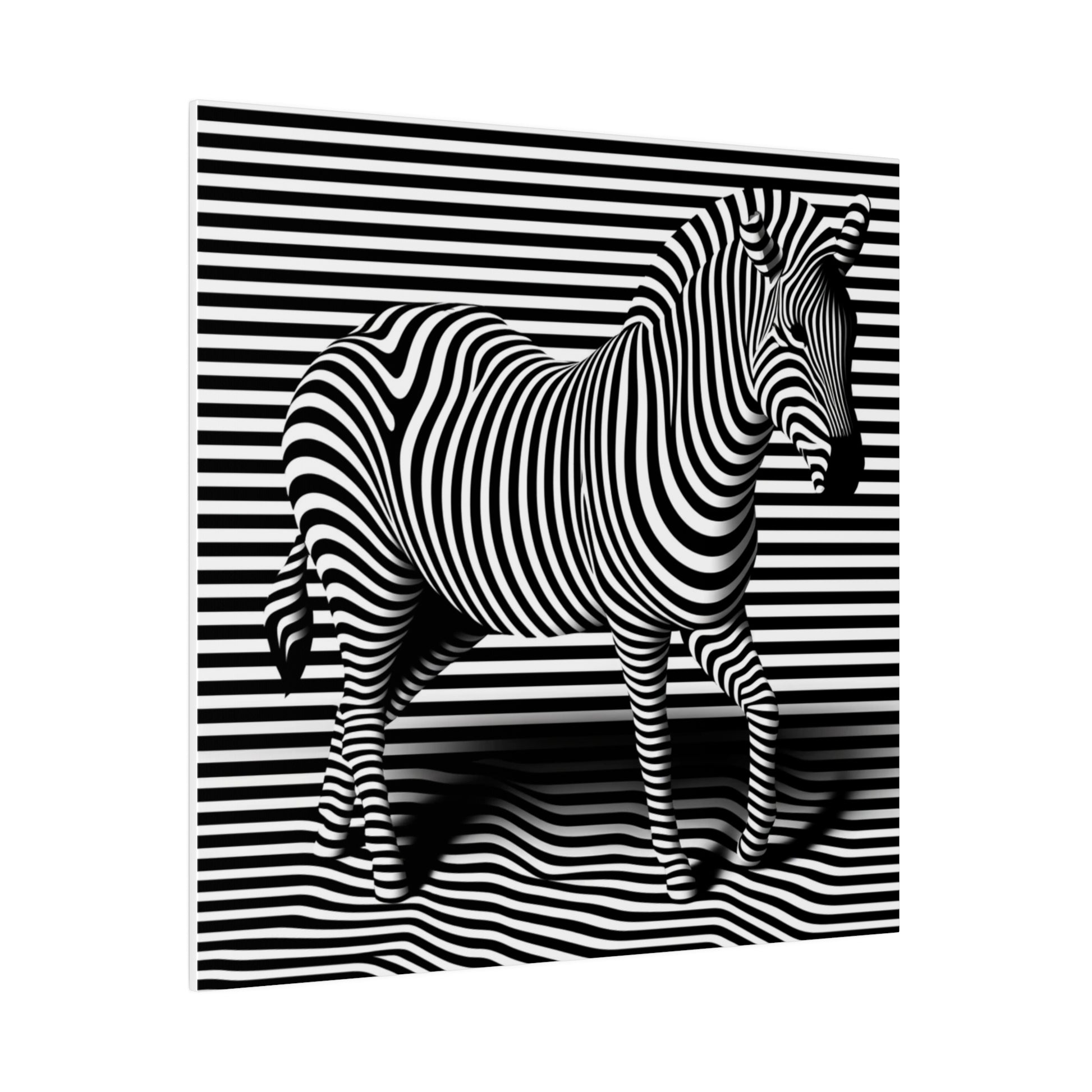 Toile moderne avec un design de Zèbre en illusion art optique noir et blanc