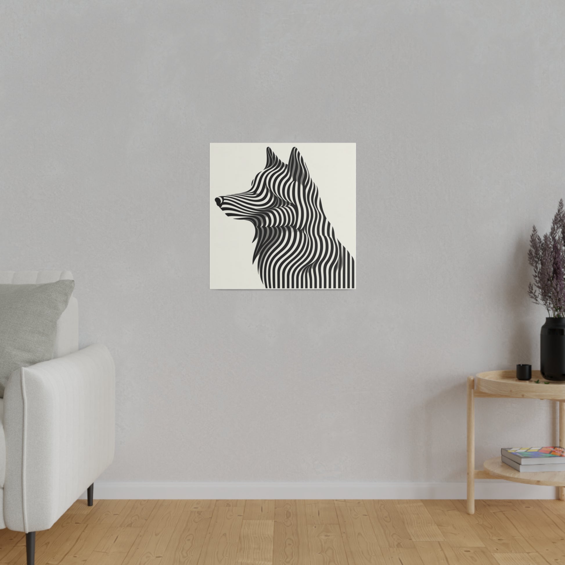 Tableau Déco Tendance -Toile Loup Illusion Art Optique Moderne