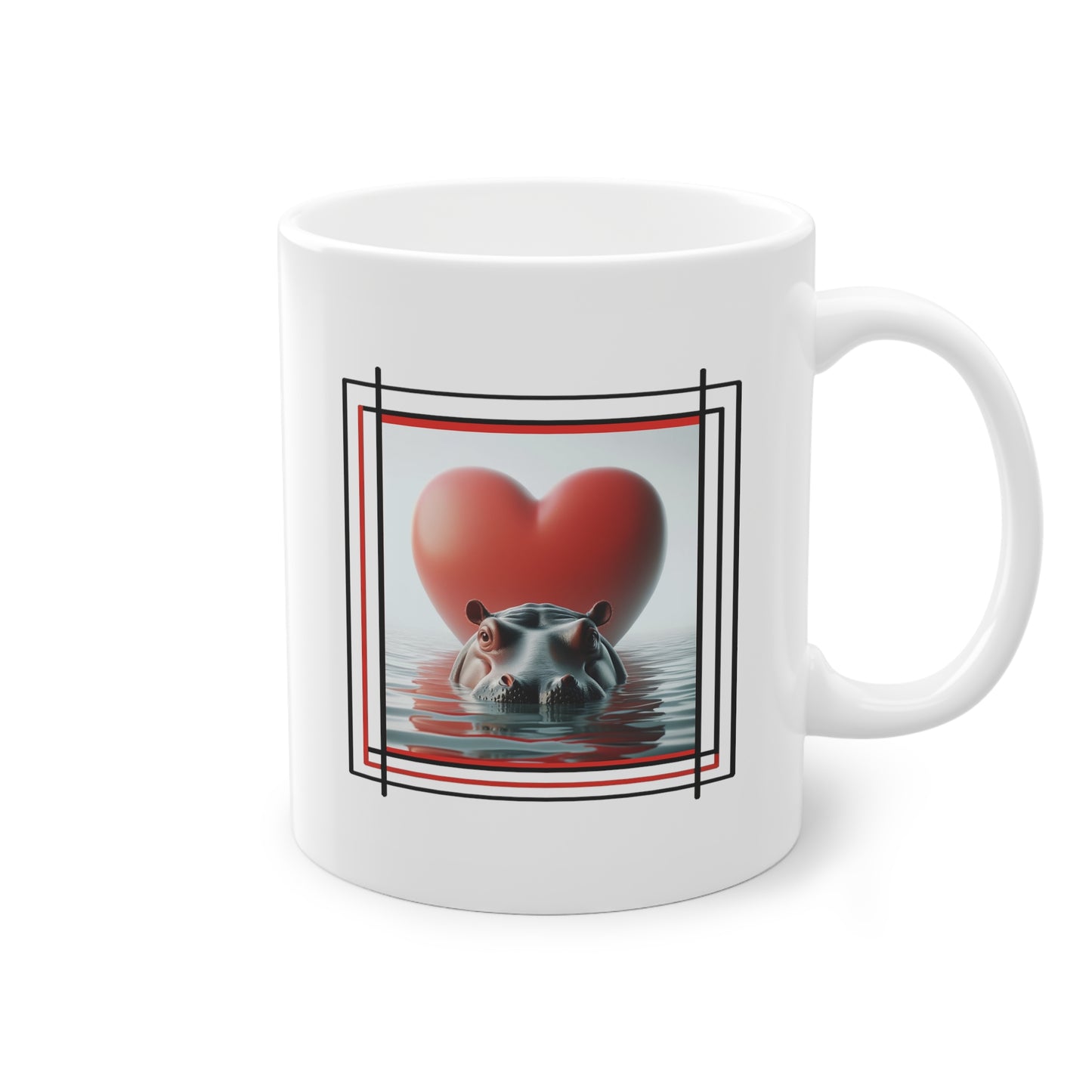 Mug cadeau avec hippopotame et cœur pour la Saint-Valentin