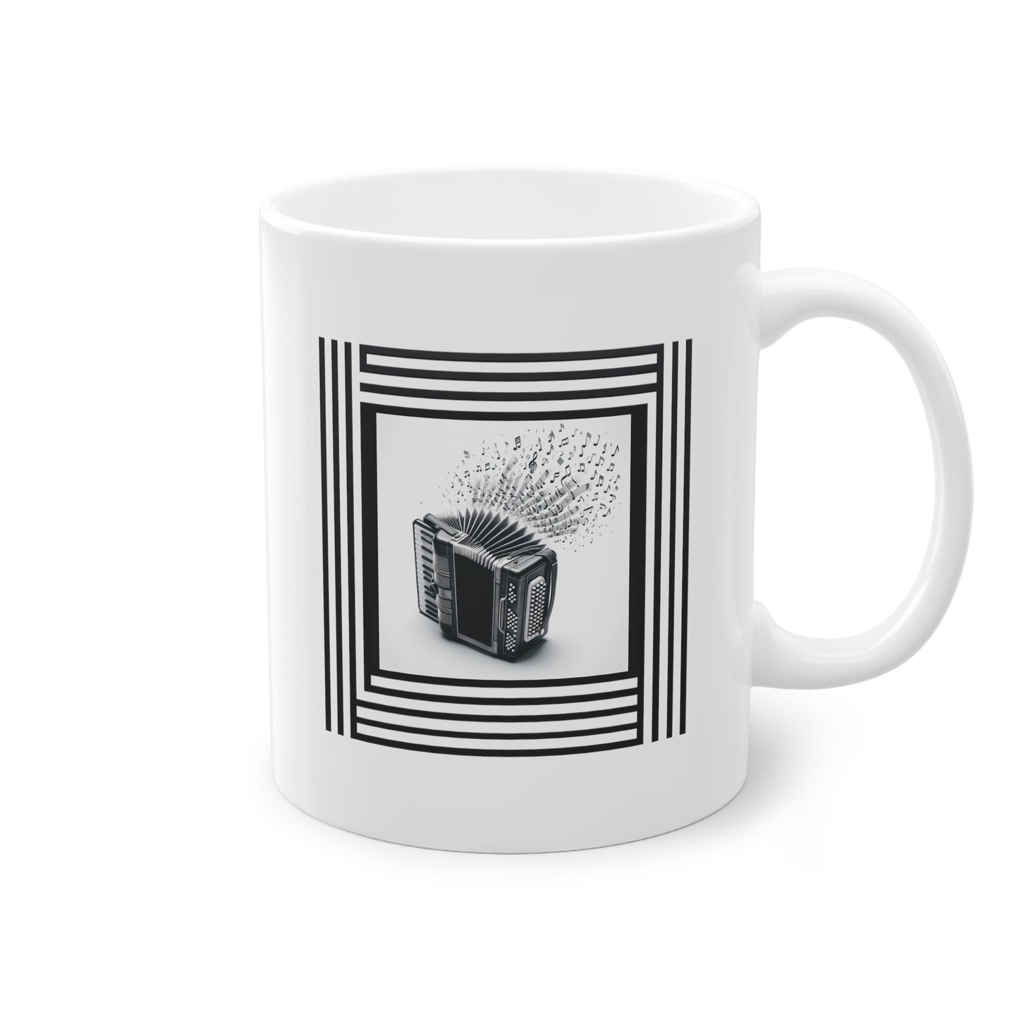 Mug design et moderne avec accordéon et notes de musique, idéal cadeau