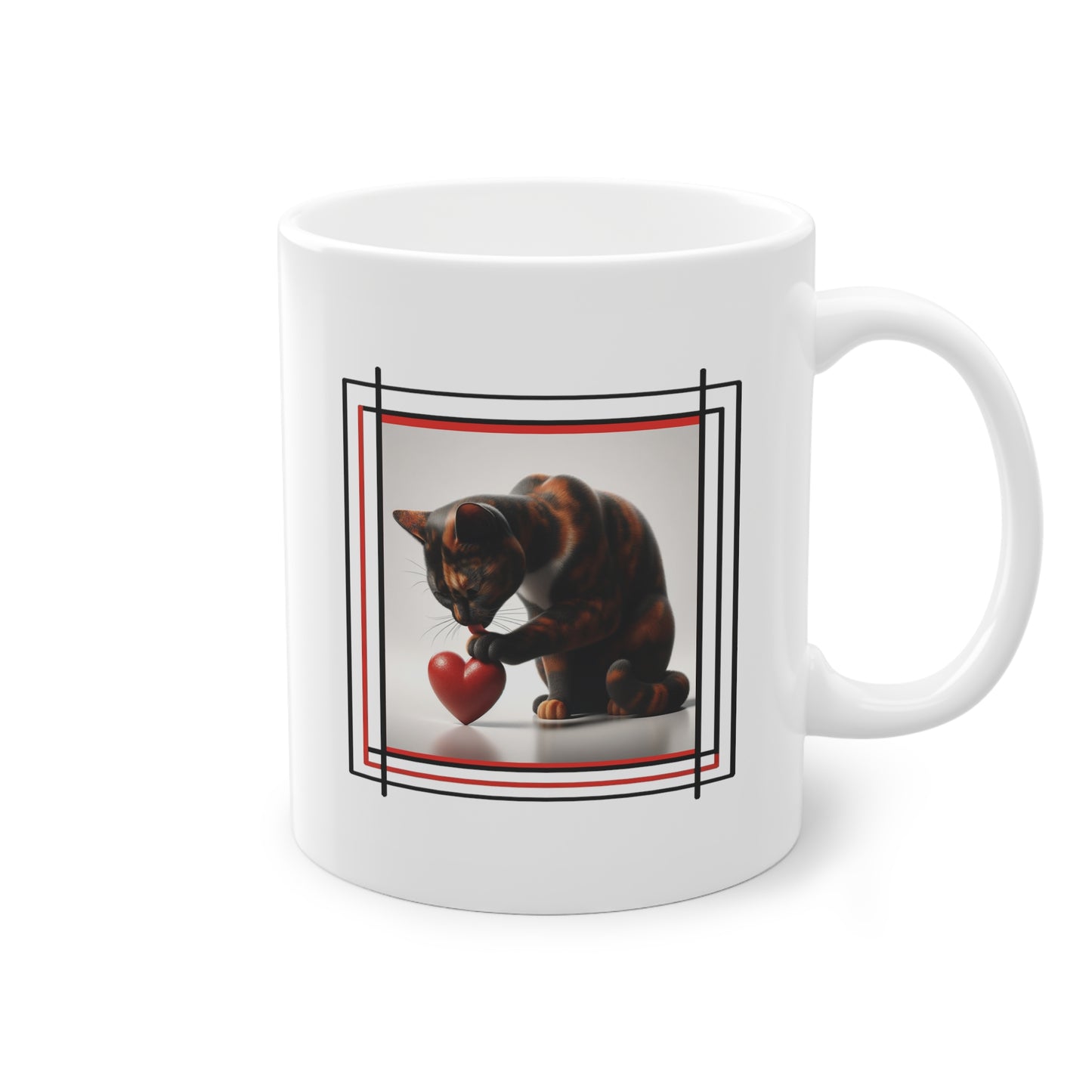 Mug cadeau avec Chat affectueux et un cœur saint-valentin