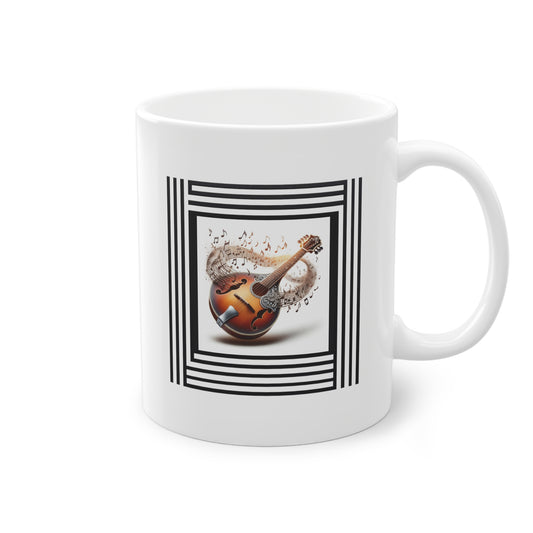 Mug céramique blanc avec mandoline et notes musicales