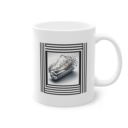 Mug cadeau avec un harmonica musical émanant des notes