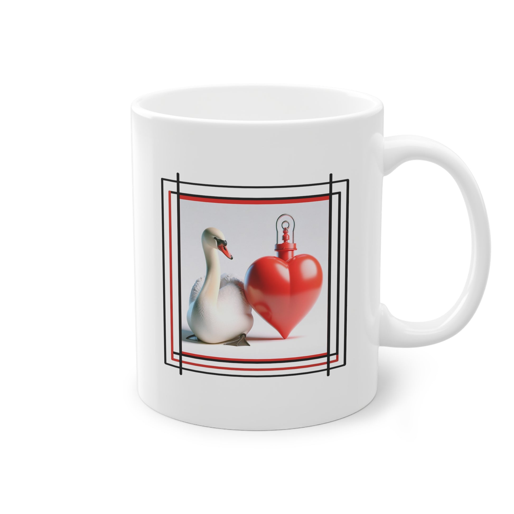 Cygne Gracieux et Cœur Romantique sur Mug - Tasse originale idéale pour un cadeau