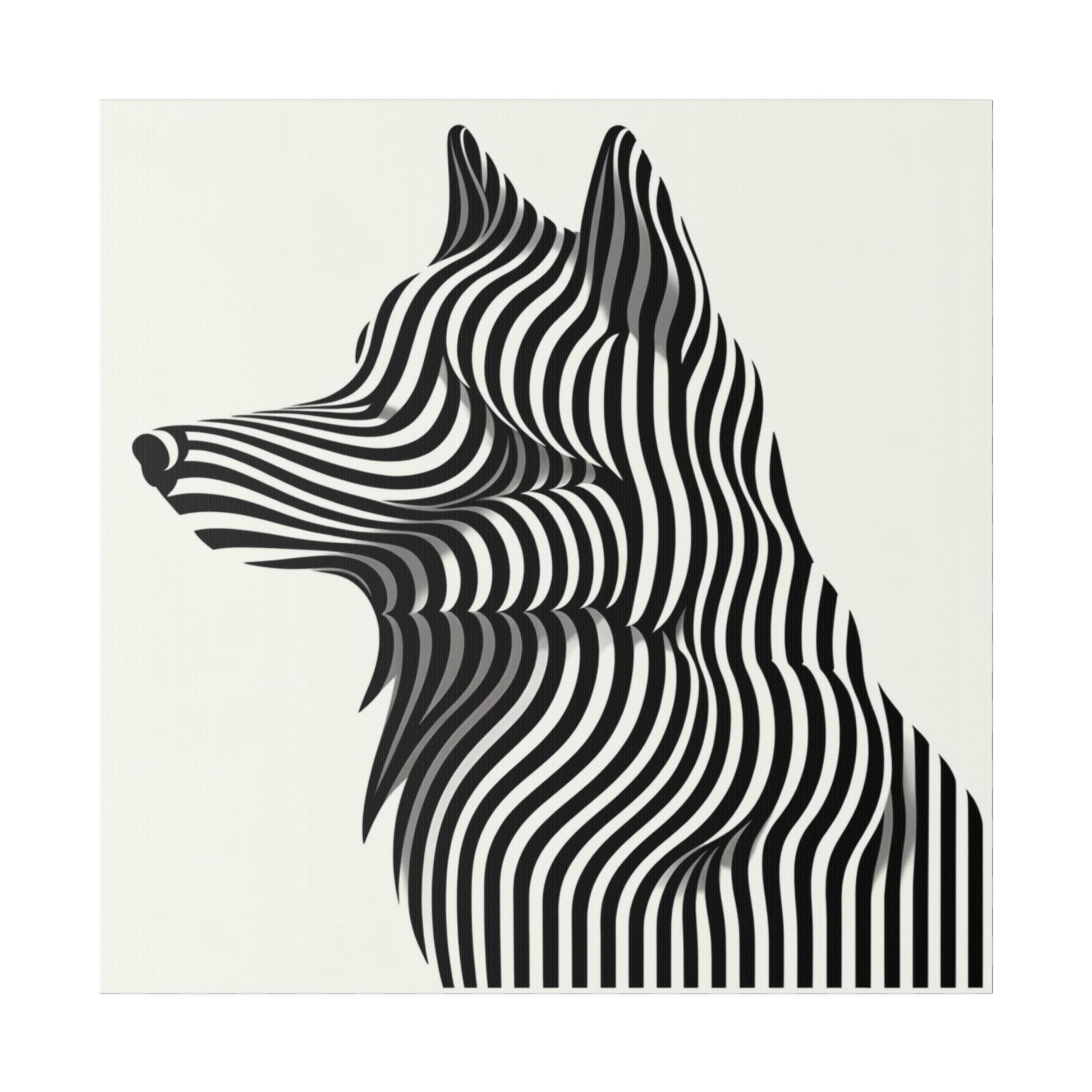 Tableau Déco Tendance -Toile Loup Illusion Art Optique Moderne