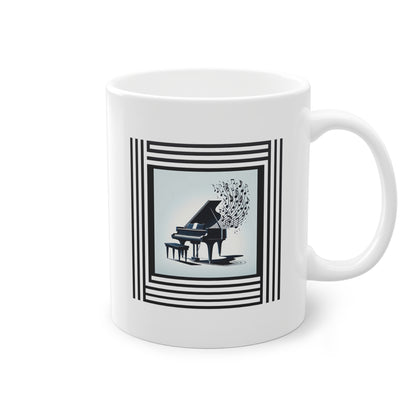 Mug Cadeau Original avec Piano et Notes Musicales