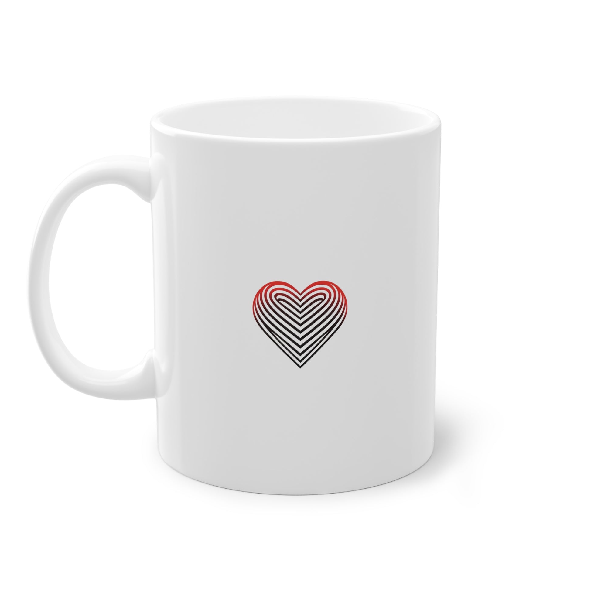 Mug avec design cœur en art optique style 3D