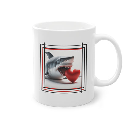 Mug en céramique avec requin blanc et cœur rouge idéal cadeau à offrir 