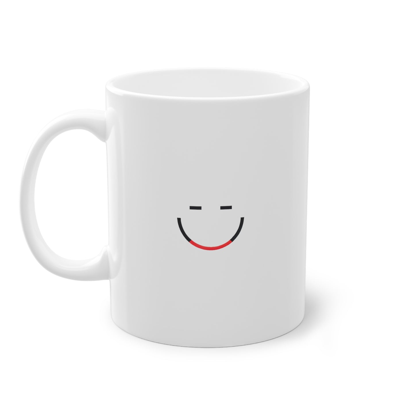 Mug cadeau céramique blanc avec un design de smiley minimaliste en art optique