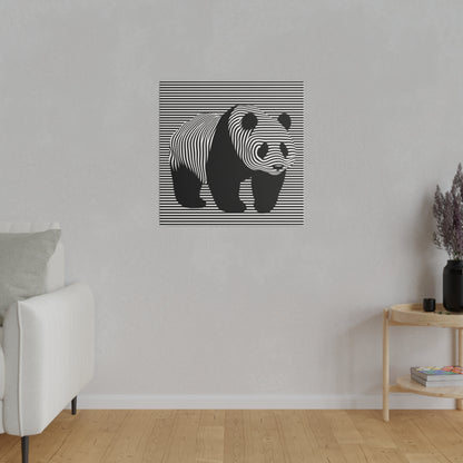 Illusion Art optique panda tableau sur toile design moderne original en noir et blanc