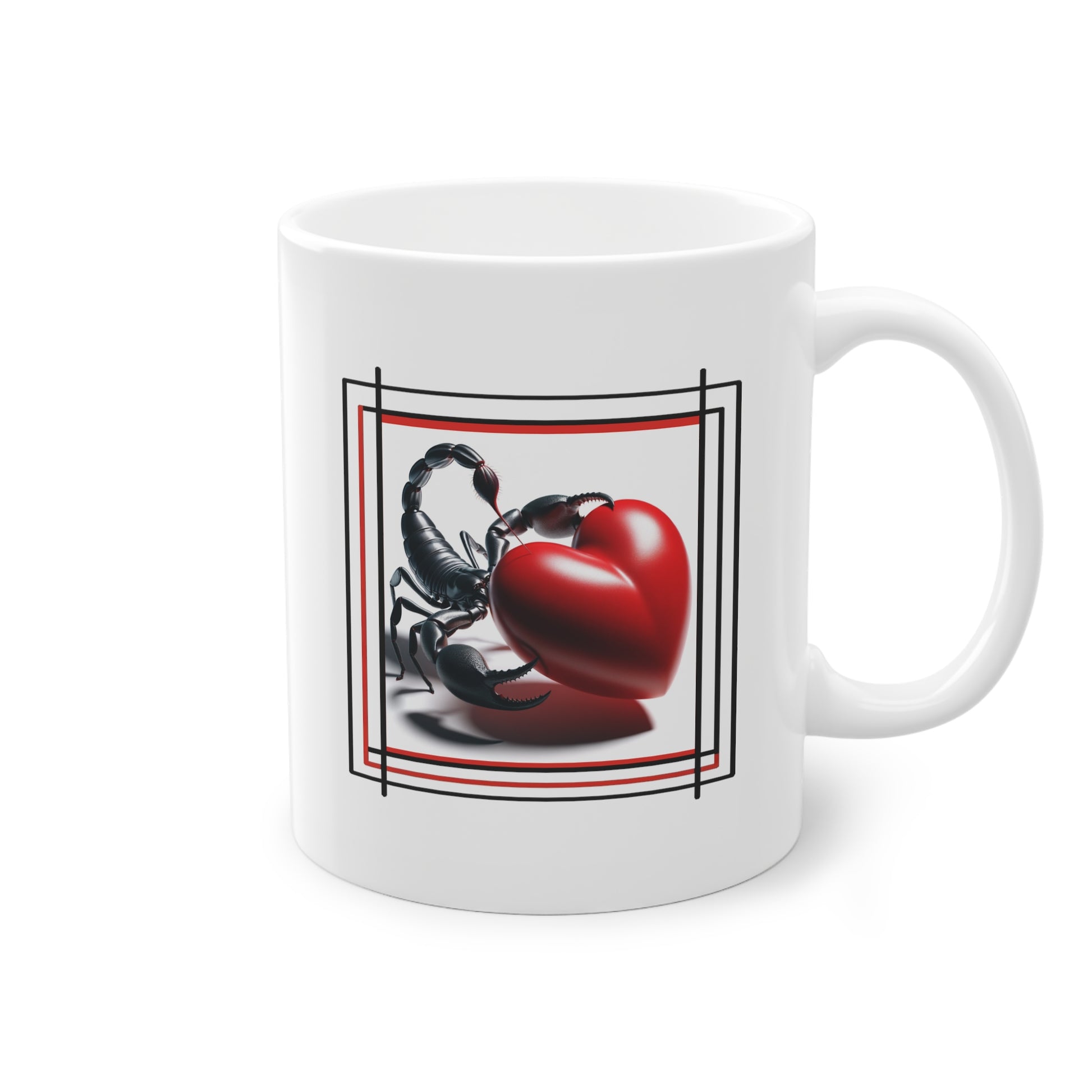 Mug avec scorpion noir sur coeur rouge - Tasse Saint-Valentin