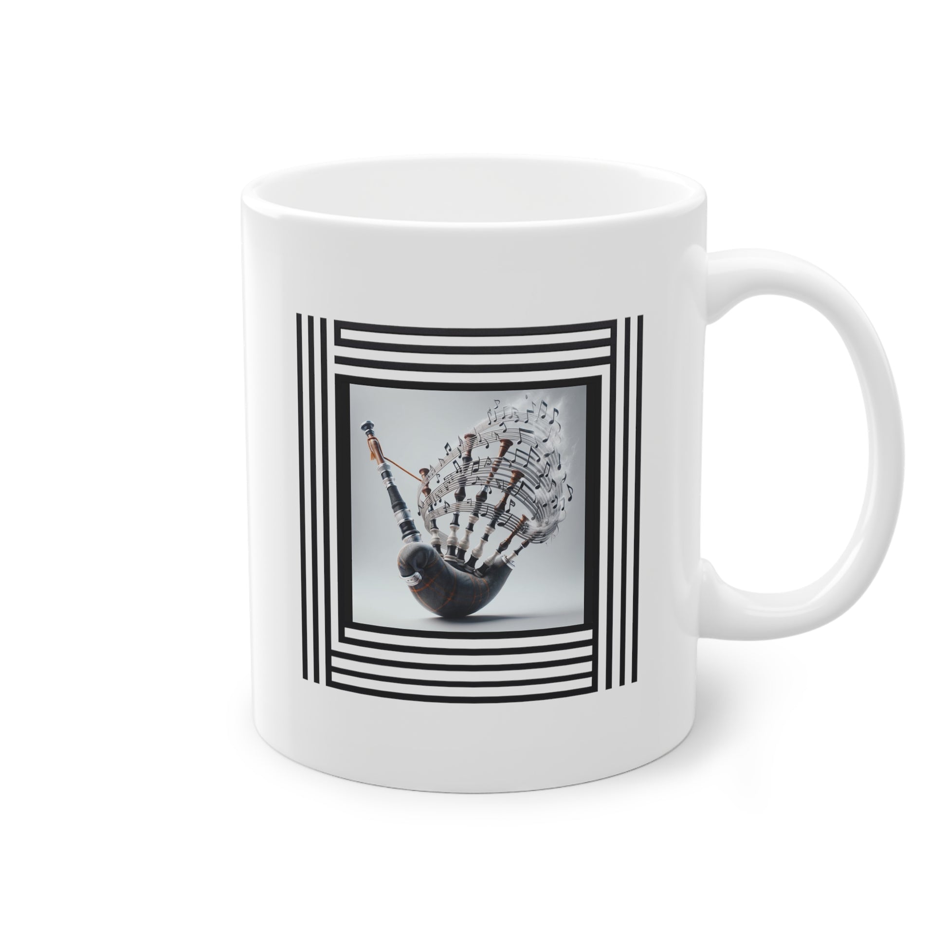 Cornemuse artistique sur mug blanc en céramique idéal comme cadeau