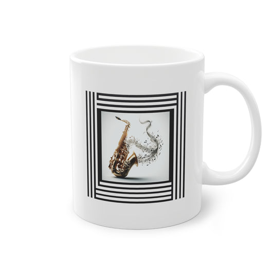 Mug Cadeau original avec saxophone élégant et notes de musique