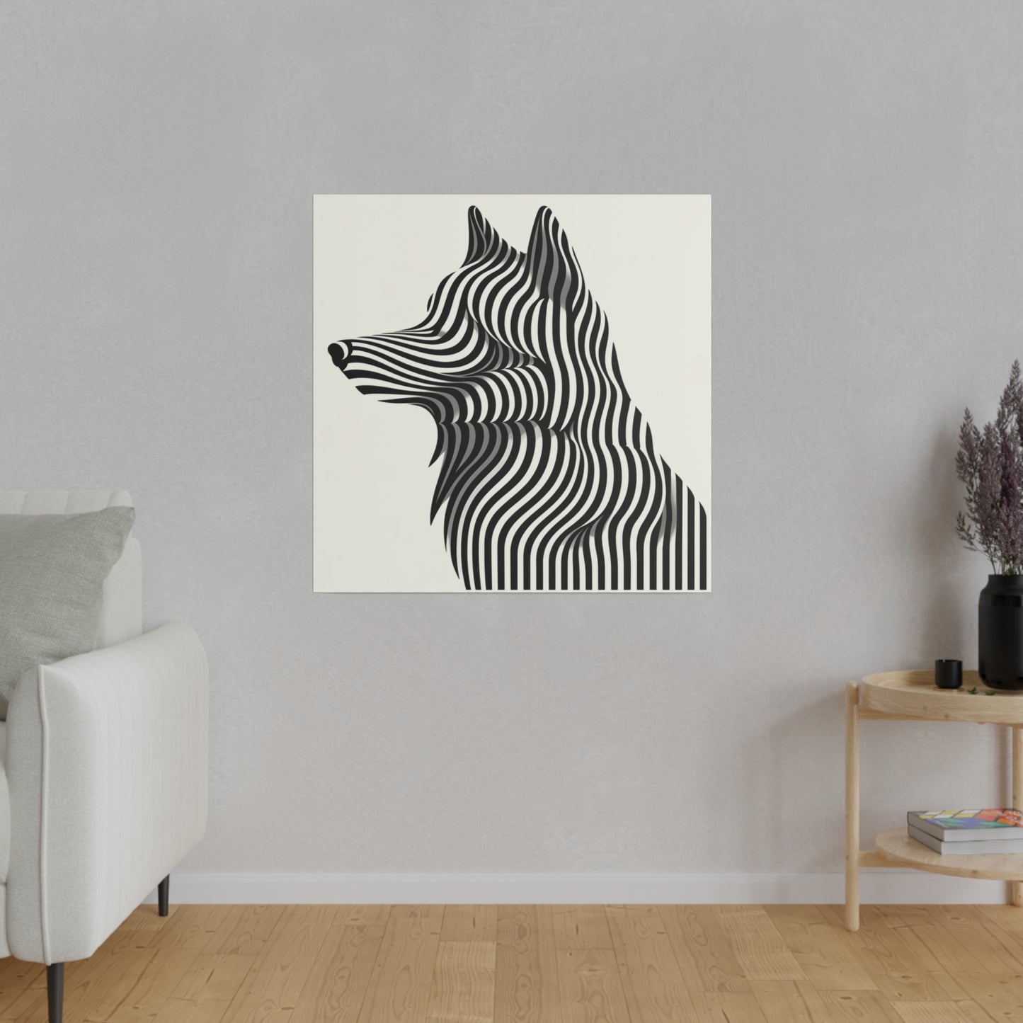 Tableau Déco Tendance -Toile Loup Illusion Art Optique Moderne