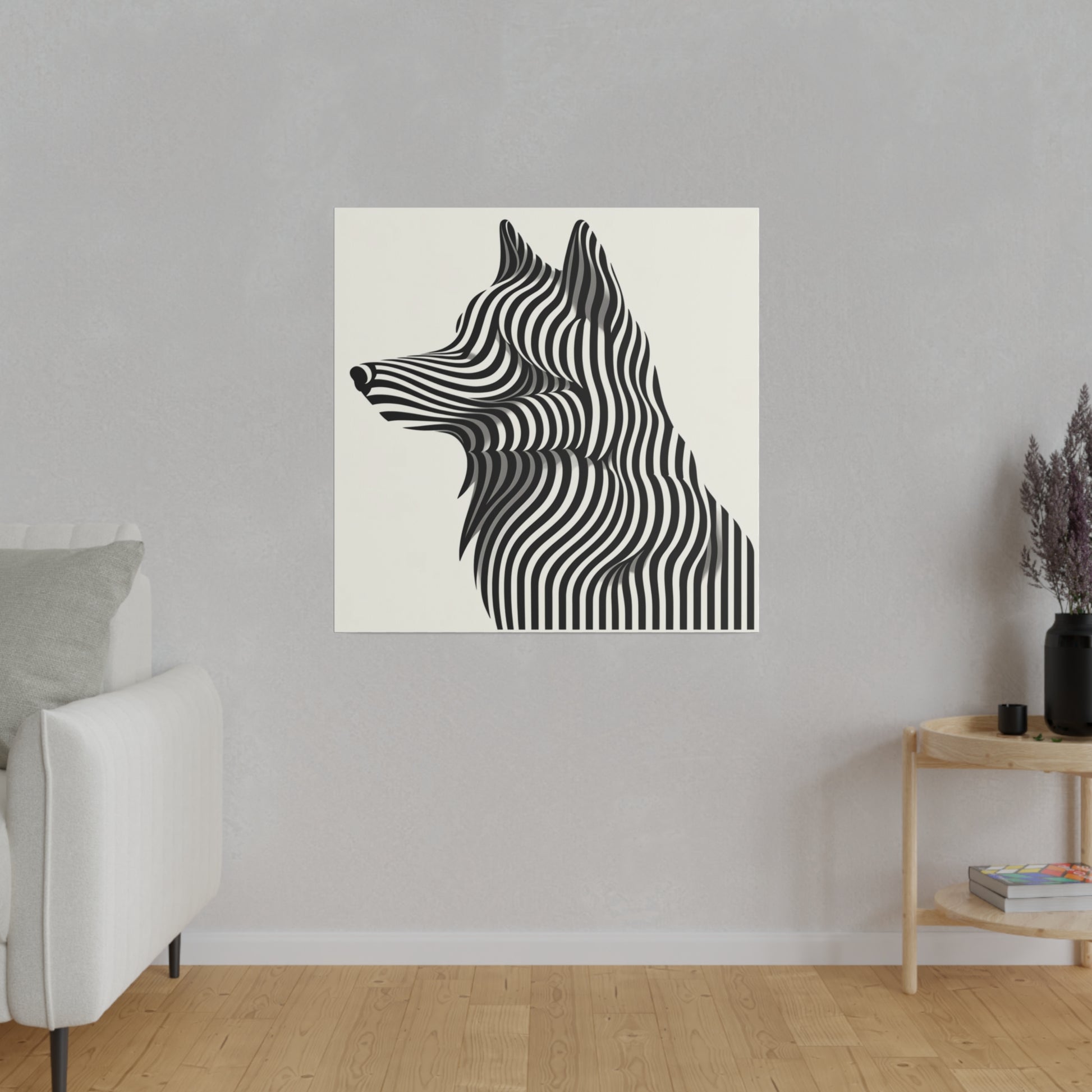 Tableau Déco Tendance -Toile Loup Illusion Art Optique Moderne