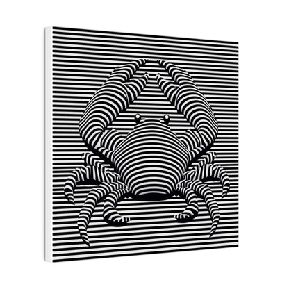 Décoration Murale Moderne - Tableau sur toile - Animal Crabe en noir et blanc - Illusion Art Optique - YOMYLE