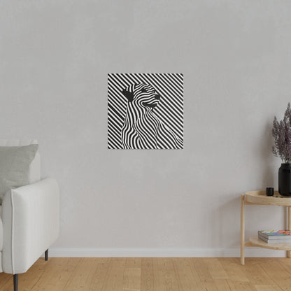 Toile moderne design art optique chien rayures en noir et blanc