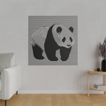 Illusion Art optique panda tableau sur toile design moderne original en noir et blanc