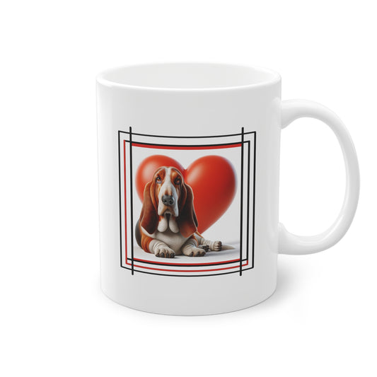 Mug avec un Basset Hound pour cadeau Saint-Valentin