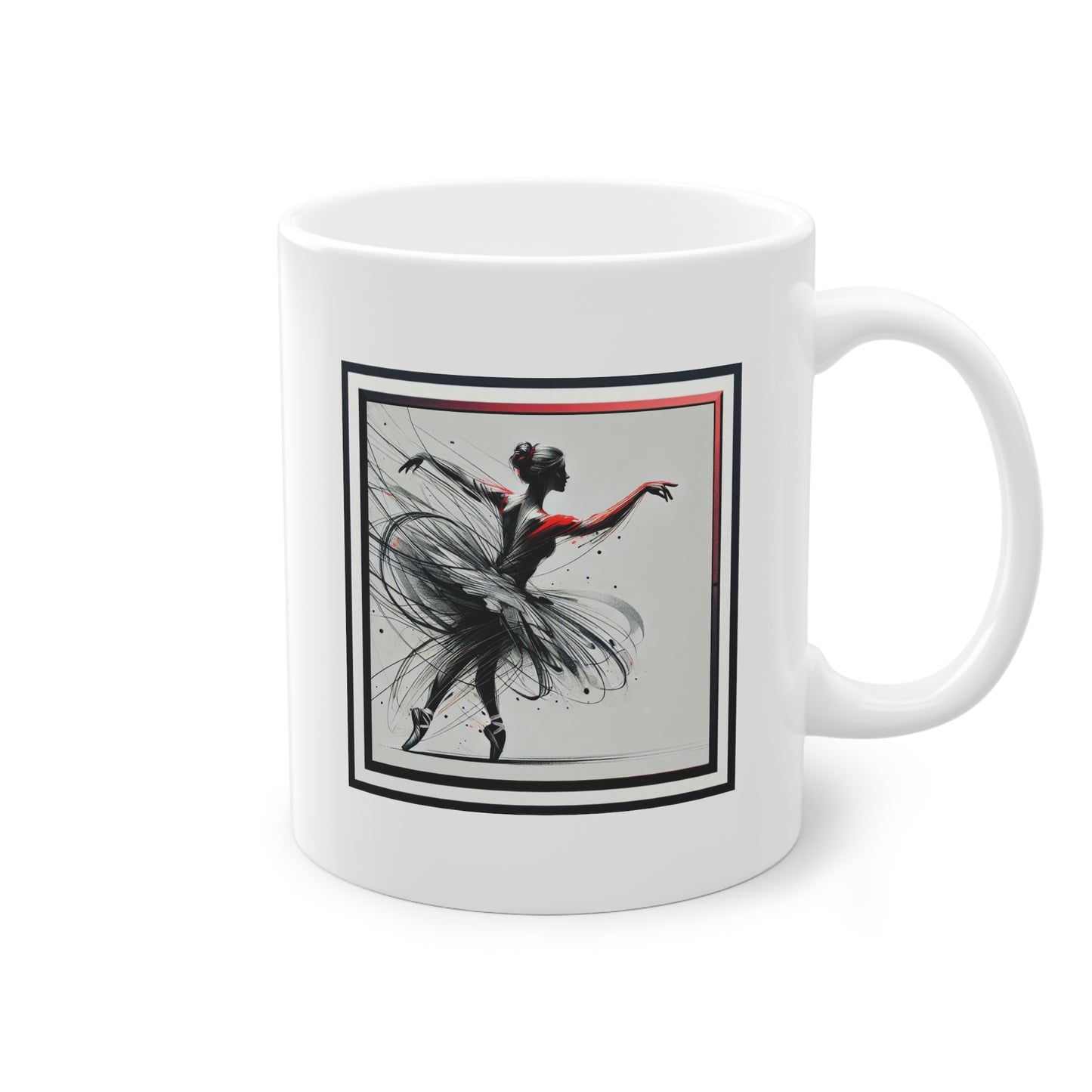 Ballerine en action sur un mug en céramique blanche idéal comme cadeau