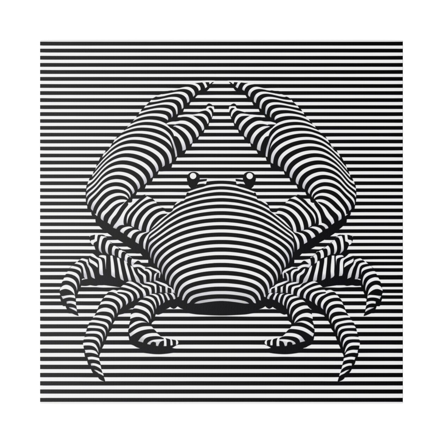 Design Animal Crabe Illusion Art Optique en noir et blanc tableau sur toile