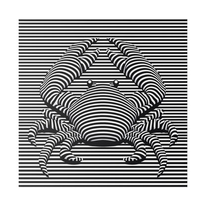 Design Animal Crabe Illusion Art Optique en noir et blanc tableau sur toile