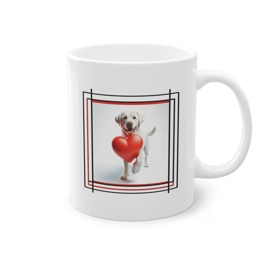 Labrador blanc joyeux avec cœur - Tasse Cadeau Tendresse originale