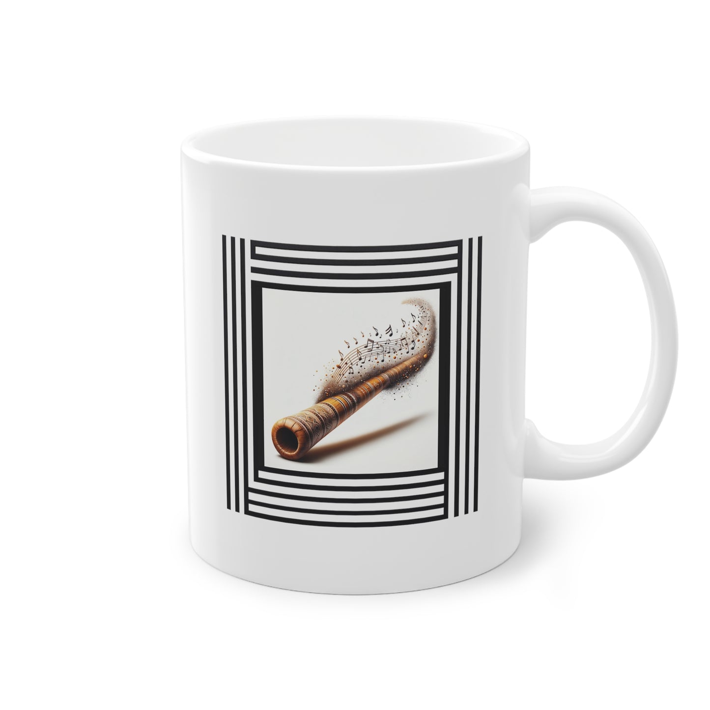 Didgeridoo avec notes musicales sur mug design et moderne qui peut être un cadeau pas cher original