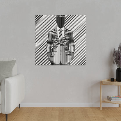 Toile Canvas d'unhomme en costume décoration moderne art optique en noir et blanc