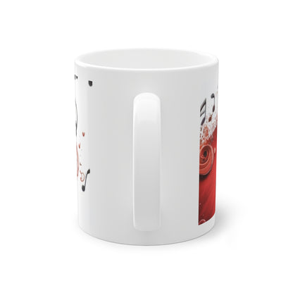 Mug cadeau céramique blanc avec design de guitare rouge électrique design moderne