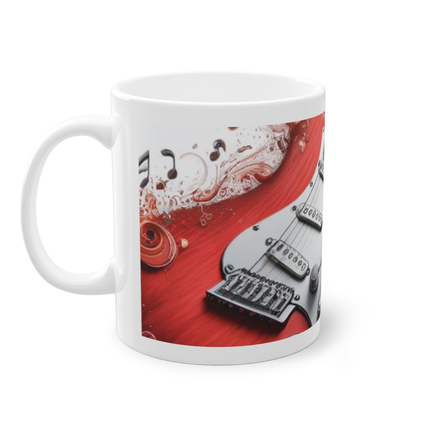 Guitare rouge vibrante sur mug en céramique