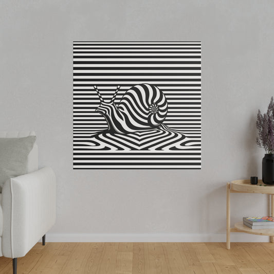 Tableau sur toile - Décoration Intérieure Originale - Animal Escargot en noir et blanc - Illusion Art Optique - YOMYLE